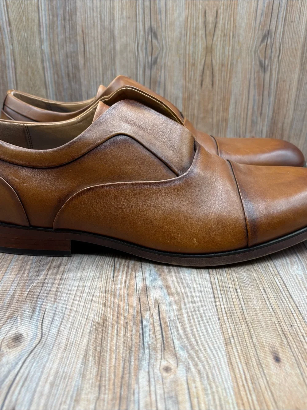 Steve Madden Schemer Mens Brown Leather Slip-On Casual Dress Shoes Size 12